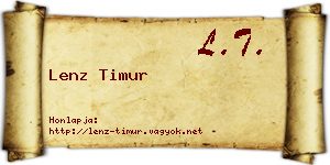 Lenz Timur névjegykártya